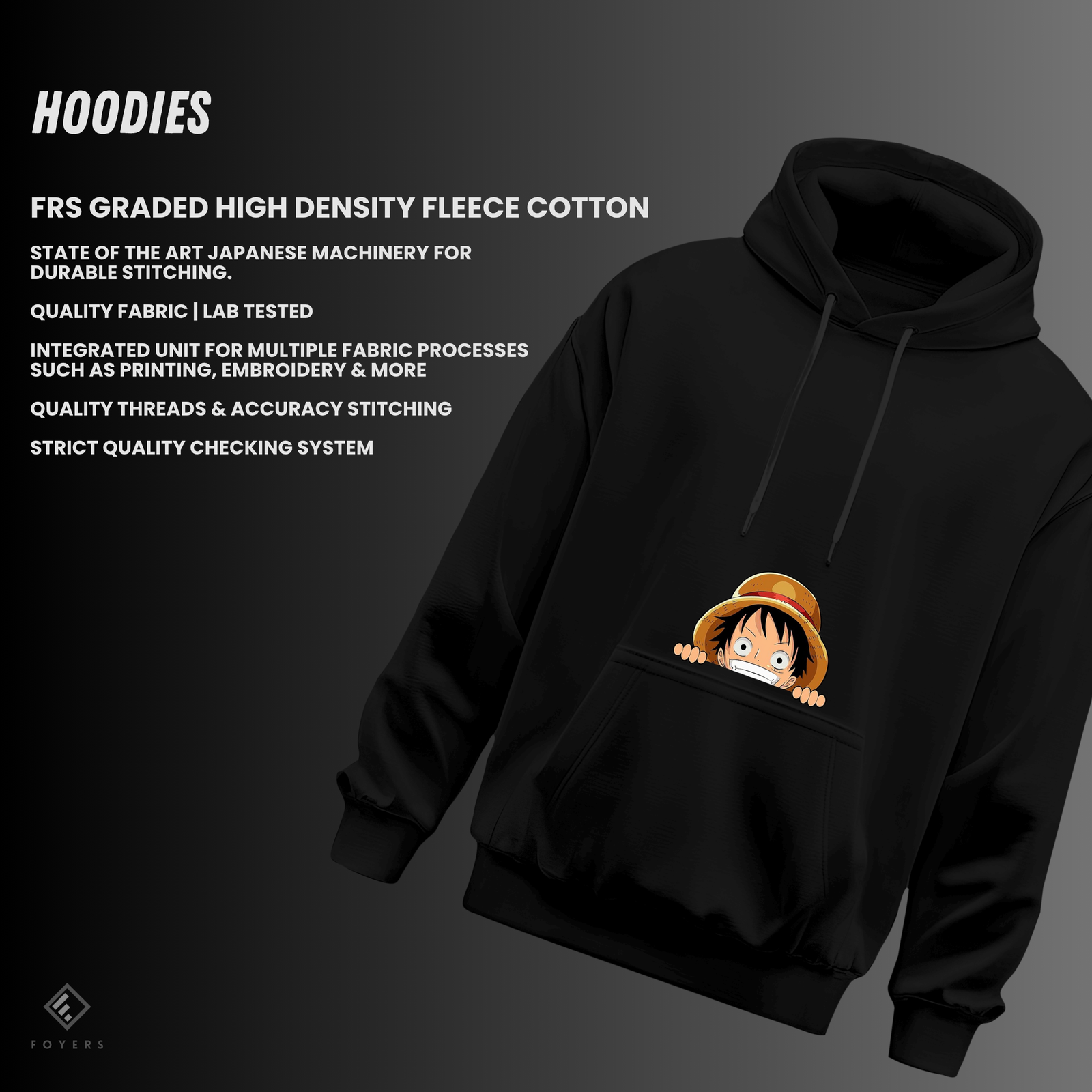 one piece luffy peeking pocket black sweatshirt frs grade fleece cotton high gsm comfy hoodies one piece luffy peeking pocket black sweatshirt frs grade fleece cotton high gsm comfy hoodies