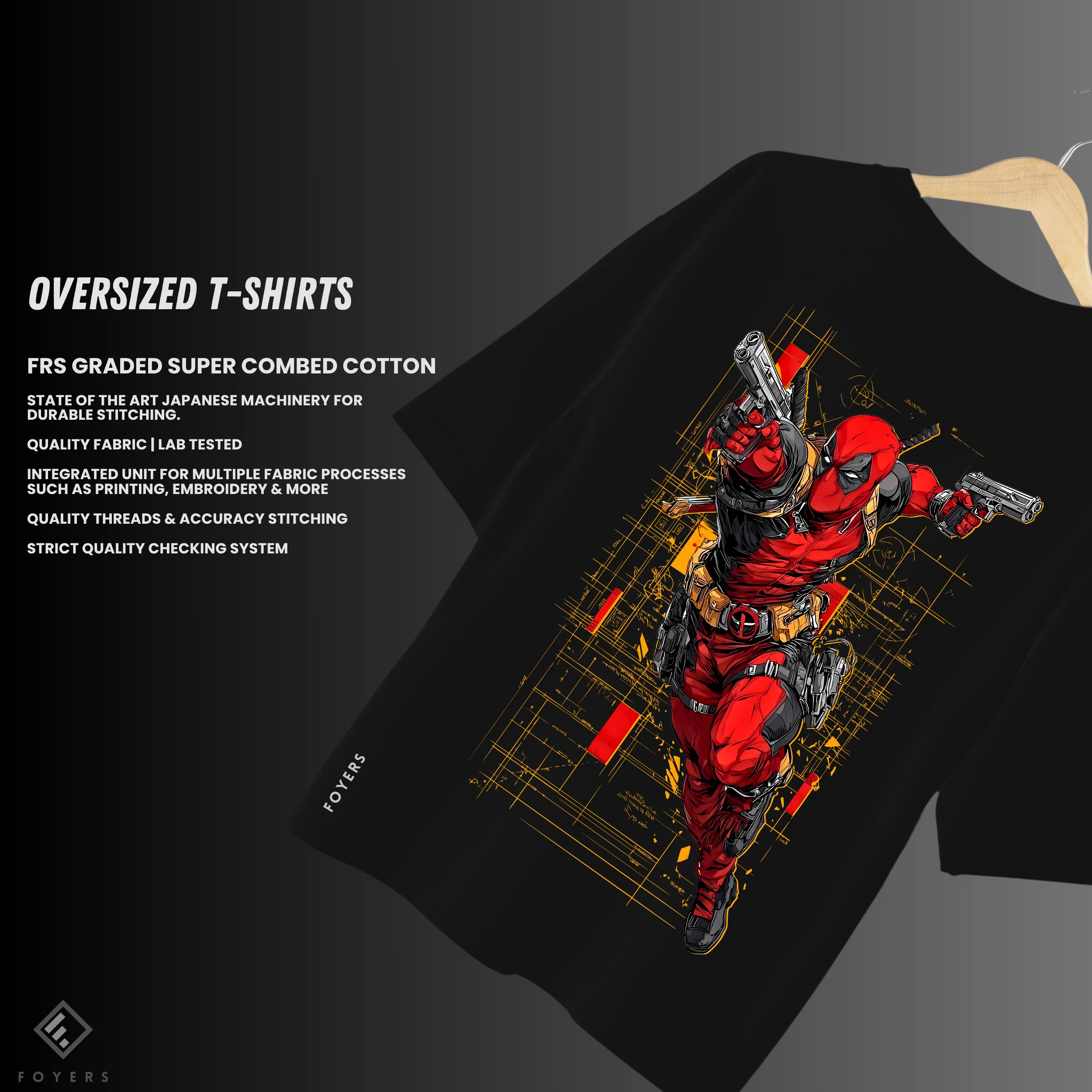 deadpool in action oversized graphic t shirt