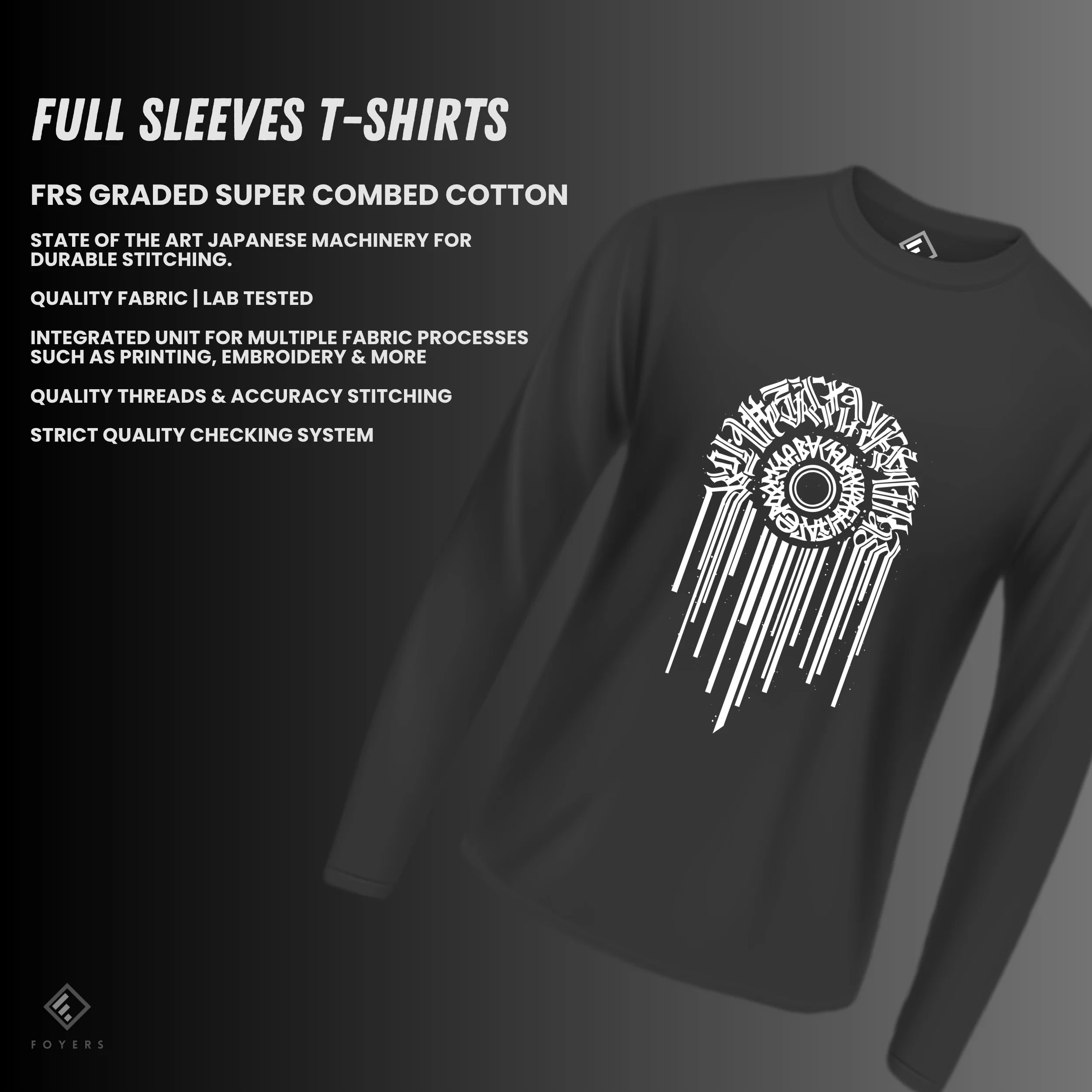 full sleeves abstract calligraphy t shirt